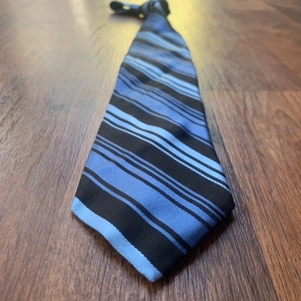Ted Baker XL Black & Blue Striped Tie